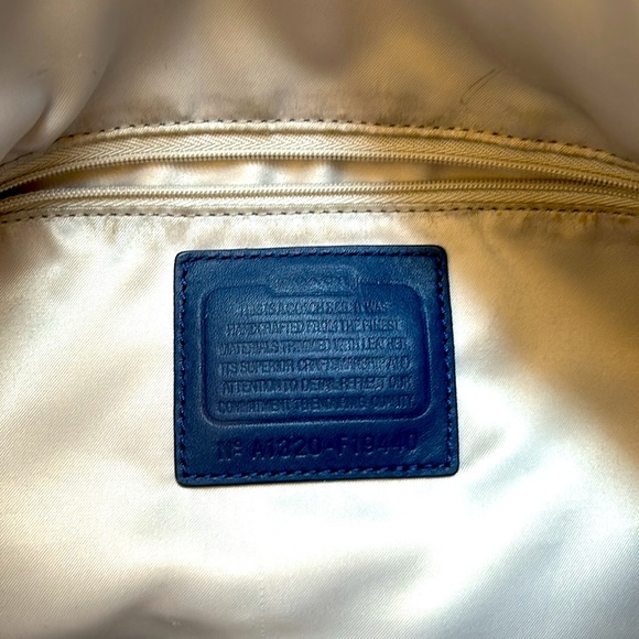 Coach Navy Blue Laura Signature Nylon/Patent Leather Tote - Picture 6 of 10